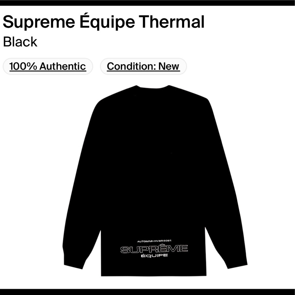 Supreme Équipe Thermal. Black, size XL